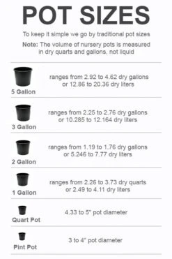 New Release -Garden Sales Store pot size chart 2022 408